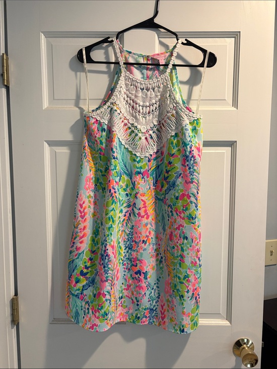 Lilly Pulitzer Dresses & Skirts - Lilly Pulitzer Multicolor Pastel Floral Dress with White Crochet Straps